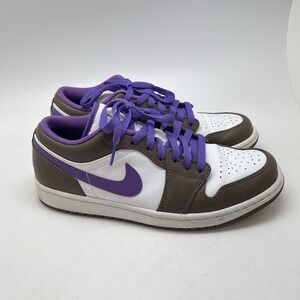 Nike Air Jordan 1 Low Sneakers Mens 8.5 Purple Mocha 553558-215 Casual Shoes